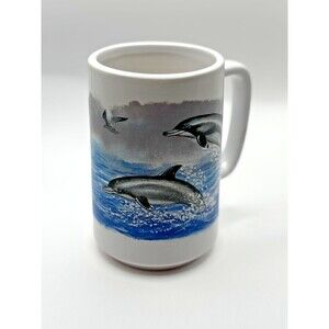 Vintage 90's Dolphin Mug Artist W. Cude Crossroads Brand Coffee Tea